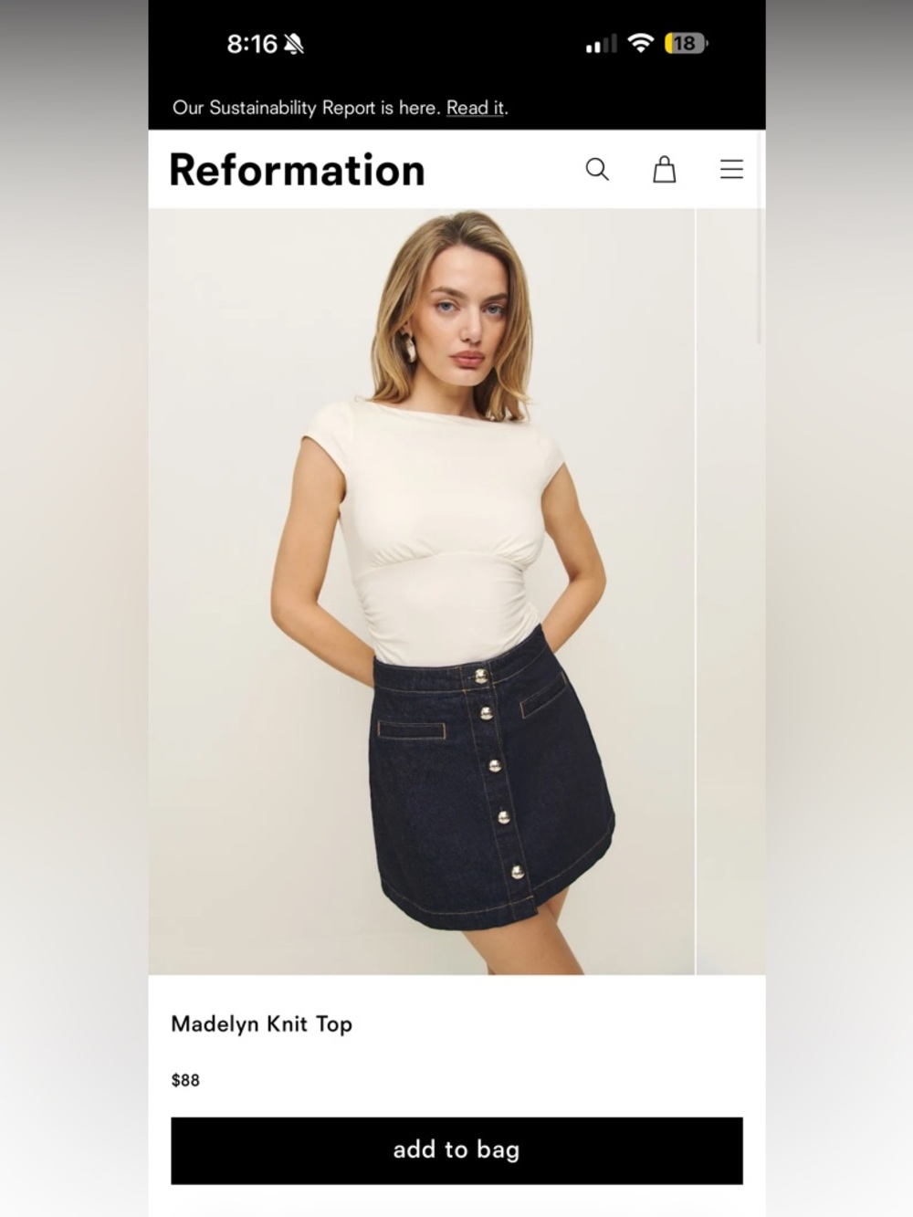 Reformation Madyln Knit top